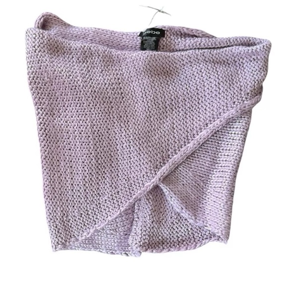 Bebe Knit Top Shrug Twist Front Lilac Knit Sleeveless M - Picture 1 of 5